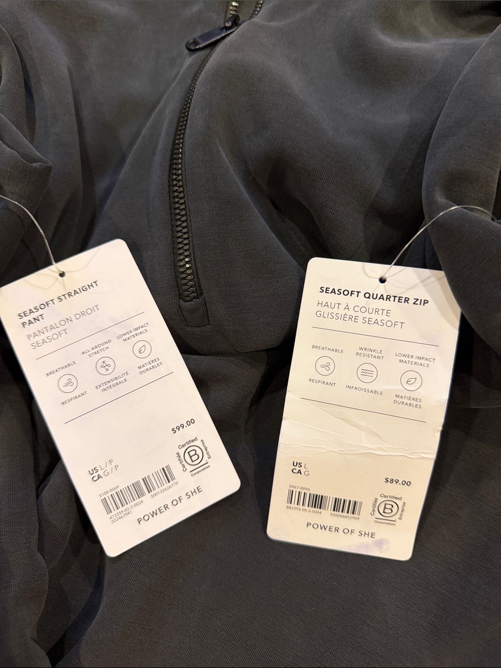 Athleta Seasoft Quarter Zip Jacket & Pants set - Charcoal Gray